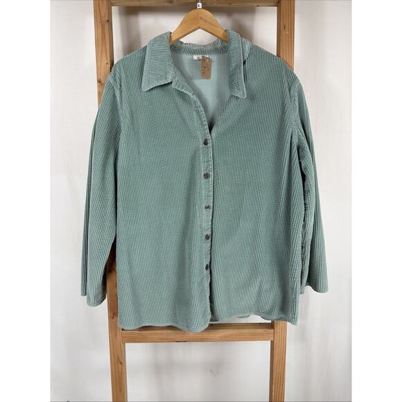 J. Jill Jackets & Blazers - J. Jill Mint Green Corduroy Button Up Flower Pattern Jacket #1328 Size XL